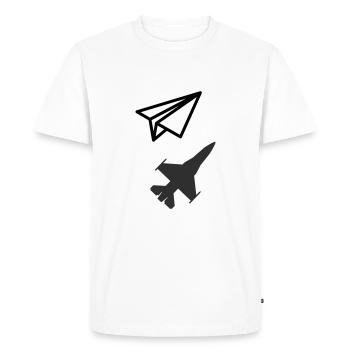 Avion en papier - Garder son âme d'enfant - T-shirt Premium bio Homme - blanc - Devant - Nico (187cm)