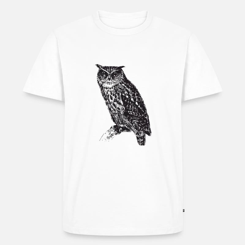 Eule Tier - Männer Premium Bio T-Shirt - Weiß