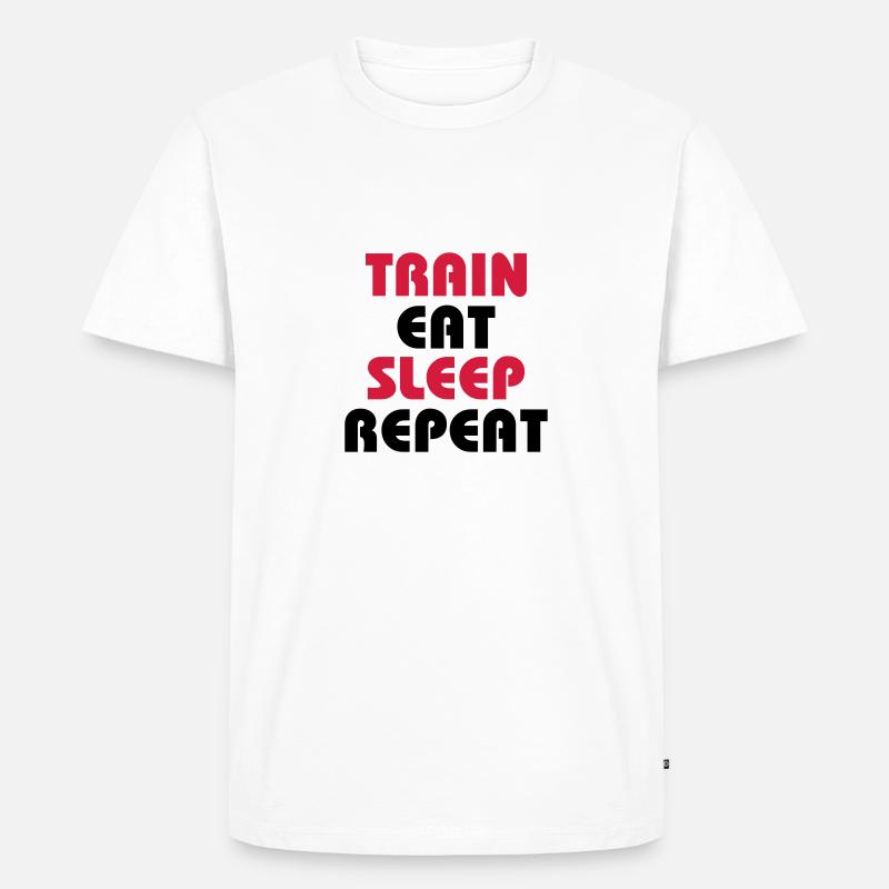 Train Eat Sleep Repeat - Männer Premium Bio T-Shirt - Weiß