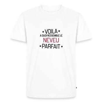 Nièce / Neveu / Oncle / Tante - T-shirt Premium bio Homme - blanc - Devant - Nico (187cm)
