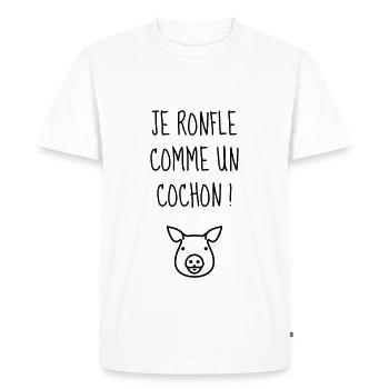 Ronfler / Ronfleur / Ronfleuse / Ronflement - T-shirt Premium bio Homme - blanc - Devant - Nico (187cm)