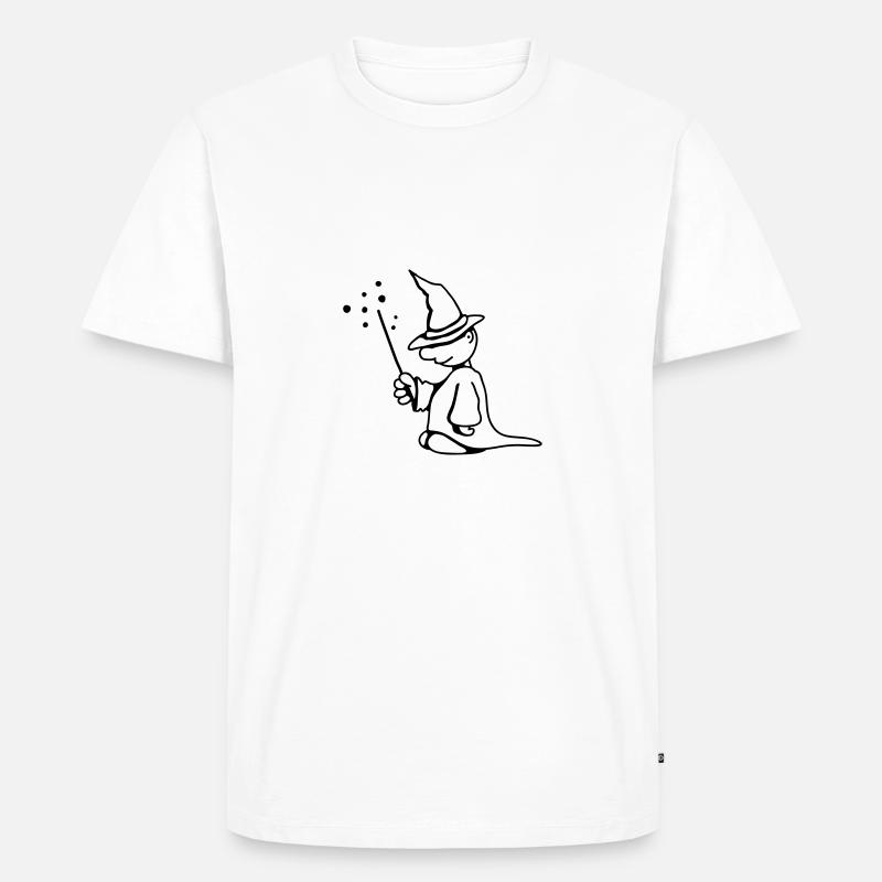 Piccolo mago con Magic Hat e bacchetta magica - Maglietta ecologica premium da uomo - bianco