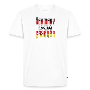 L’ALLEMAGNE vient pour le racisme, reste pour la grammaire - T-shirt Premium bio Homme - blanc - Devant - Nico (187cm)