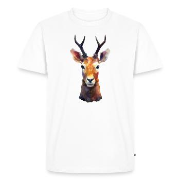 Deer and Roe Deer Polygon Art Design - Men's Premium Organic T-Shirt - white - Front - Nico (187cm)