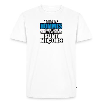 les meilleurs sont niçois - T-shirt Premium bio Homme - blanc - Devant - Nico (187cm)