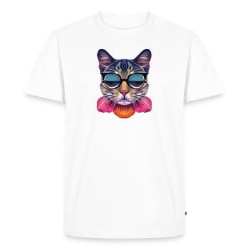 Chat Classe avec lunettes de Soleil - T-shirt Premium bio Homme - blanc - Devant - Nico (187cm)