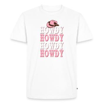 Pink Texas Howdy Print Western Country Rodeo - Men's Premium Organic T-Shirt - white - Front - Nico (187cm)