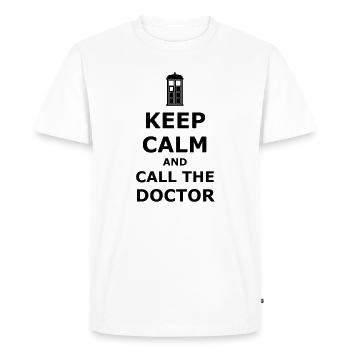 Keep calm and call the doctor - T-shirt Premium bio Homme - blanc - Devant - Nico (187cm)