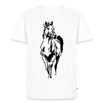 Cheval Tête de cheval Etalion Jument Poulain - T-shirt Premium bio Homme - blanc - Devant - Nico (187cm)
