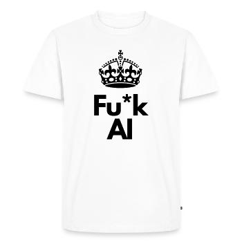 Fu*k AI Anti Surveillance Human Rights Shirt - Men's Premium Organic T-Shirt - white - Front - Nico (187cm)