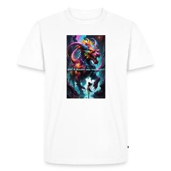 Fabulous dragon 👹 motif with neon colors - Men's Premium Organic T-Shirt - white - Front - Nico (187cm)
