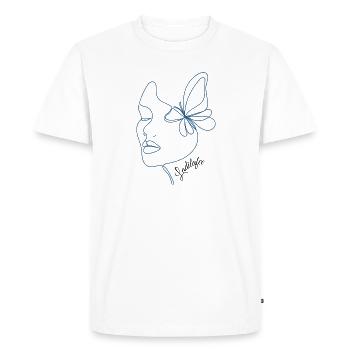 Design visage femme papillon minimaliste - T-shirt Premium bio Homme - blanc - Devant - Nico (187cm)