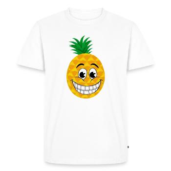 Cheerful cartoon pineapple sweet tropical fruit summer - Men's Premium Organic T-Shirt - white - Front - Nico (187cm)