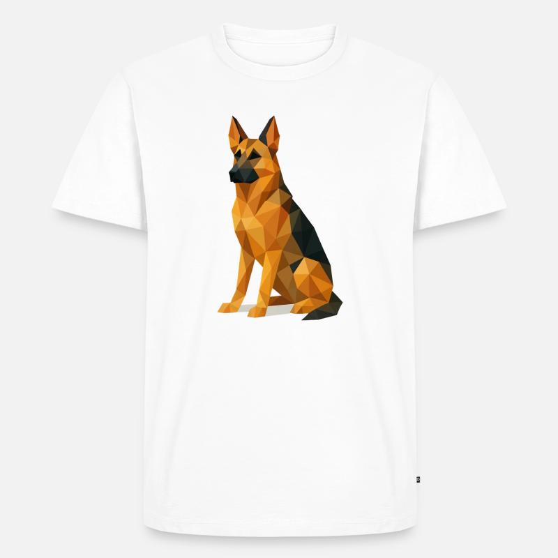 Deutscher Schäferhund in Low Poly - Männer Premium Bio T-Shirt - Weiß