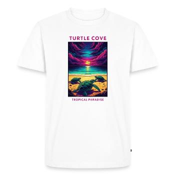 Bahamian Paradise Sunset Turtle Book - Men's Premium Organic T-Shirt - white - Front - Nico (187cm)