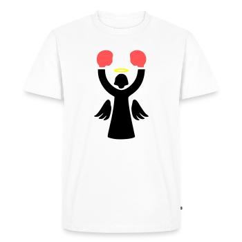 Boxer Ange Pictogramme Drôle - T-shirt Premium bio Homme - blanc - Devant - Nico (187cm)