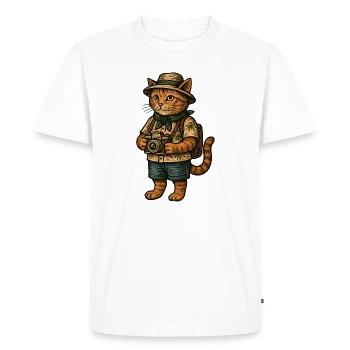 Photographe de chats lors d’un safari tropical - T-shirt Premium bio Homme - blanc - Devant - Nico (187cm)