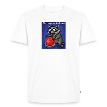 Raccoon Self-Destruct Meme - Men's Premium Organic T-Shirt - white - Front - Nico (187cm)