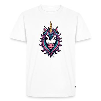 Splendeur néon licorne sauvage - T-shirt Premium bio Homme - blanc - Devant - Nico (187cm)