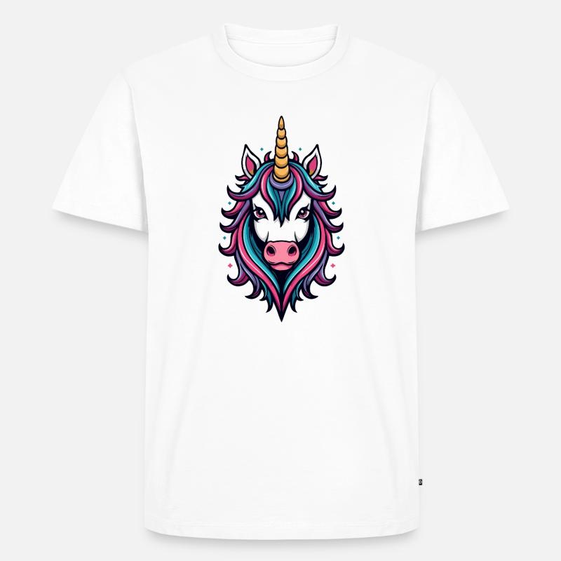 Wilde Einhorn Neon-Pracht - Männer Premium Bio T-Shirt - Weiß