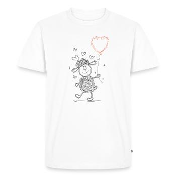 Sheep with Heart Balloon – Loving & Minimalist - Men's Premium Organic T-Shirt - white - Front - Nico (187cm)