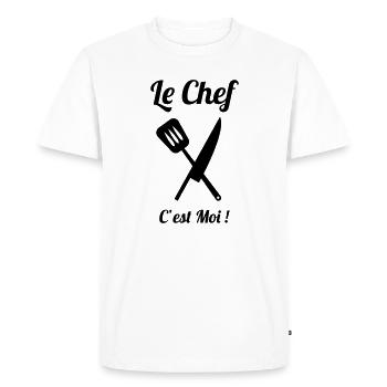 Le chef de cuisine, c’est moi - T-shirt Premium bio Homme - blanc - Devant - Nico (187cm)