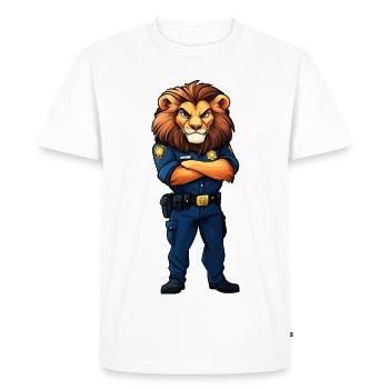 Police de Louvain - T-shirt Premium bio Homme - blanc - Devant - Nico (187cm)