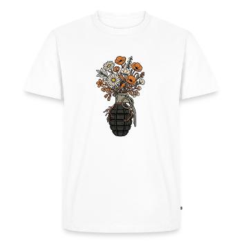 Fleur et Grenat Paix - T-shirt Premium bio Homme - blanc - Devant - Nico (187cm)