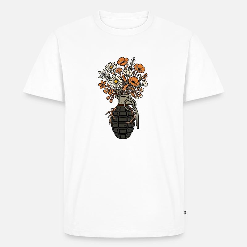 Blumen Granate Peace - Männer Premium Bio T-Shirt - Weiß