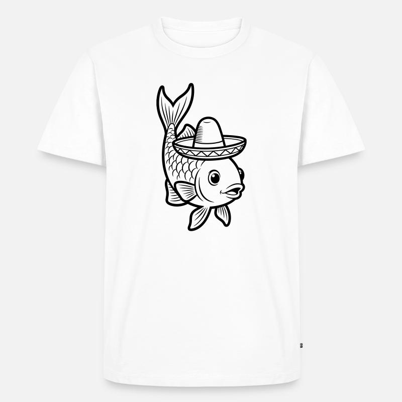 Fischsombrero - Männer Premium Bio T-Shirt - Weiß