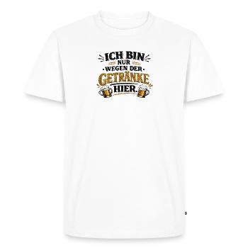 Je suis là juste pour boire un verre - T-shirt Premium bio Homme - blanc - Devant - Nico (187cm)