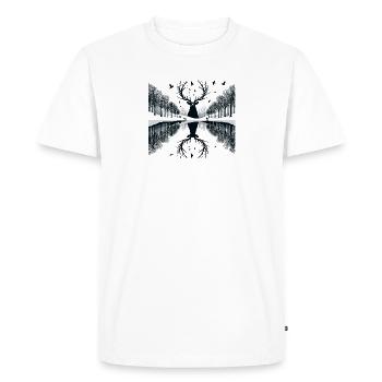 Cerf majestueux dans la forêt enneigée - Cerf en hiver - T-shirt Premium bio Homme - blanc - Devant - Nico (187cm)