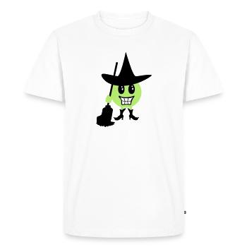 Witch Emoticon / Witch Halloween Emoji (b, 3c) - Men's Premium Organic T-Shirt - white - Front - Nico (187cm)