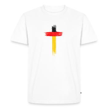 Drapeau de l’Allemagne Drapeau allemand Utilisé Look Home - T-shirt Premium bio Homme - blanc - Devant - Nico (187cm)
