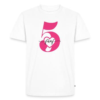Digit Five 5 with Heart - Men's Premium Organic T-Shirt - white - Front - Nico (187cm)