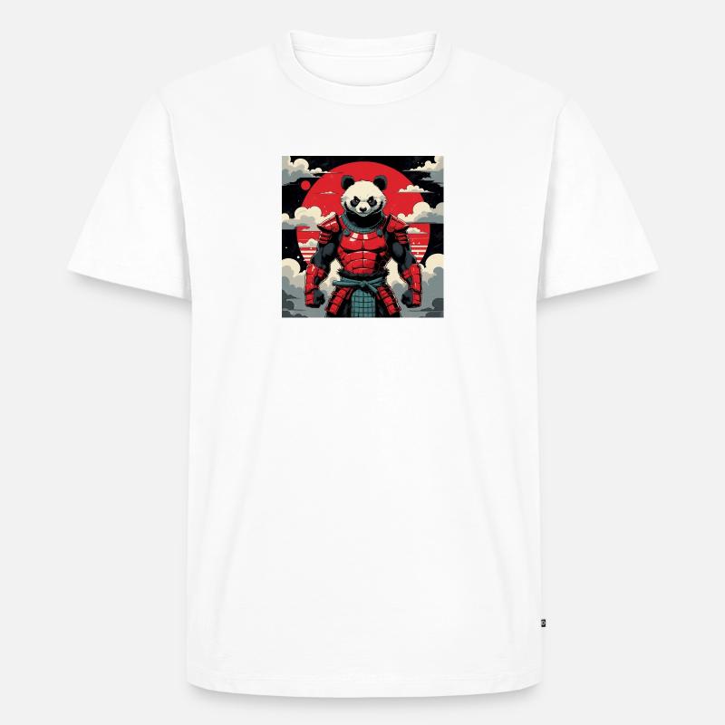 Samurai Panda Krieger - Männer Premium Bio T-Shirt - Weiß