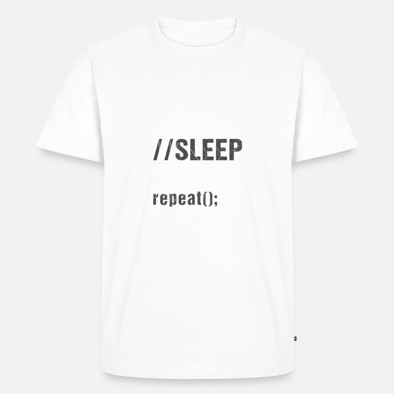 Eat Code Sleep Coffee Répéter - T-shirt Premium bio Homme - blanc