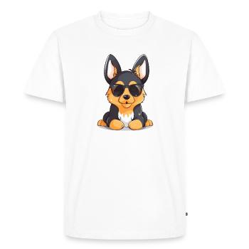 German Shepherd puppy with sunglasses - Men's Premium Organic T-Shirt - white - Front - Nico (187cm)