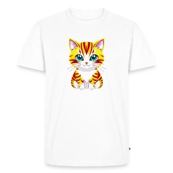 Adorable illustration d’un chat aux yeux bleus - T-shirt Premium bio Homme - blanc - Devant - Nico (187cm)
