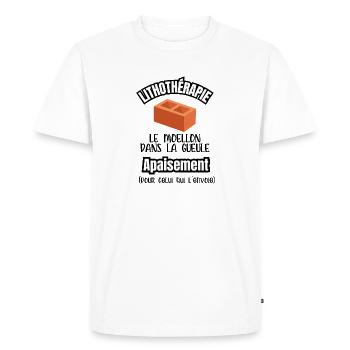 lithothérapie - T-shirt Premium bio Homme - blanc - Devant - Nico (187cm)
