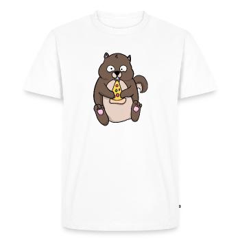 Fat Squirrel Eating Pizza Funny Comic Style - Men's Premium Organic T-Shirt - white - Front - Nico (187cm)