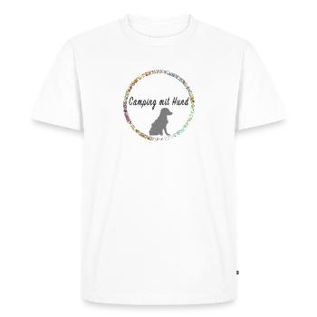 Camping mit Hund - Männer Premium Bio T-Shirt - Weiß - Vorne - Nico (187cm)