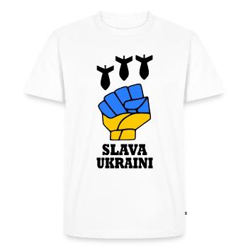 Slava ukraini - T-shirt Premium bio Homme - blanc - Devant - Nico (187cm)