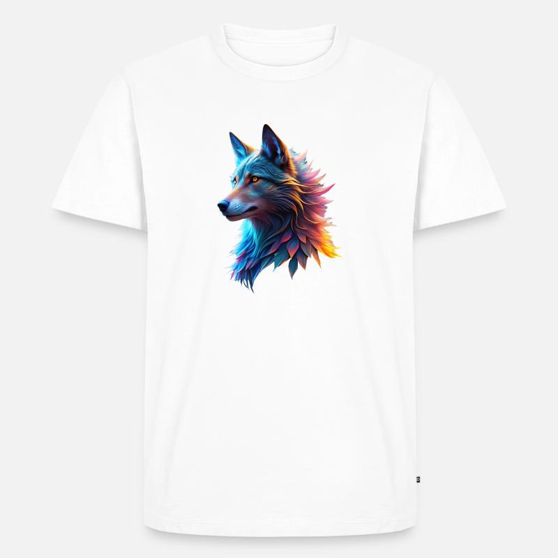 Fantasy Wolfskopf - Männer Premium Bio T-Shirt - Weiß