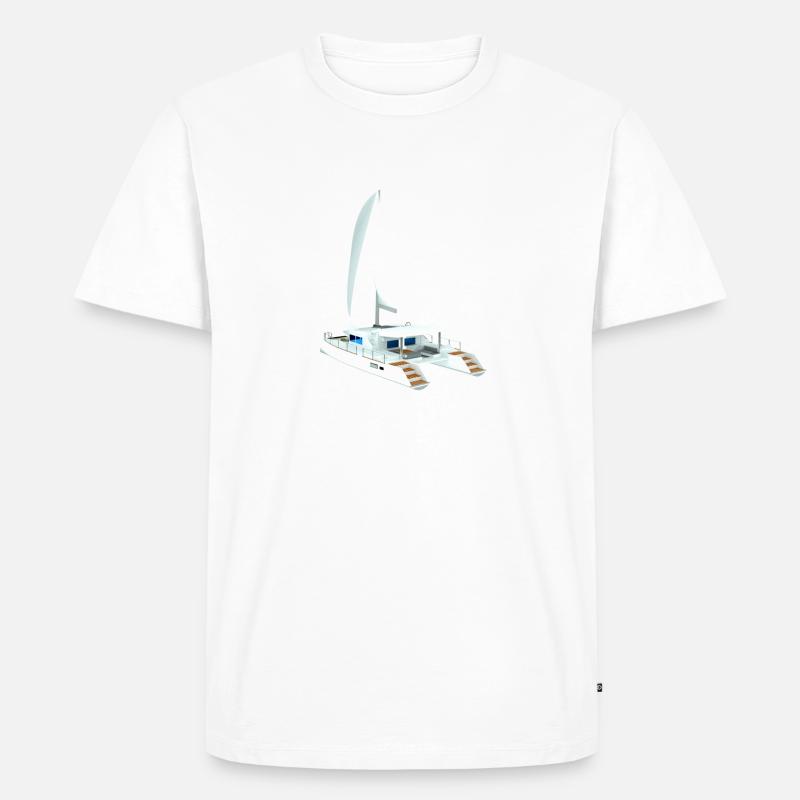 Katamaran 3D Back - Männer Premium Bio T-Shirt - Weiß