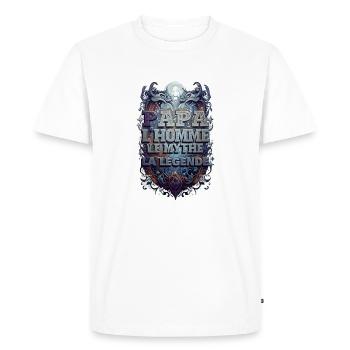 Papa homme mythe légende. - T-shirt Premium bio Homme - blanc - Devant - Nico (187cm)
