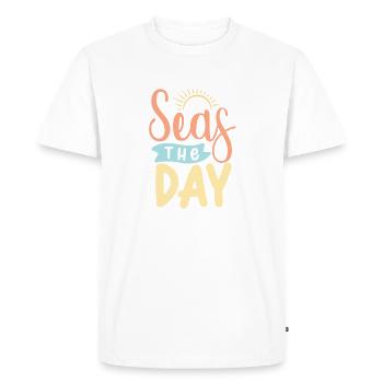 Seas The Day - Men's Premium Organic T-Shirt - white - Front - Nico (187cm)