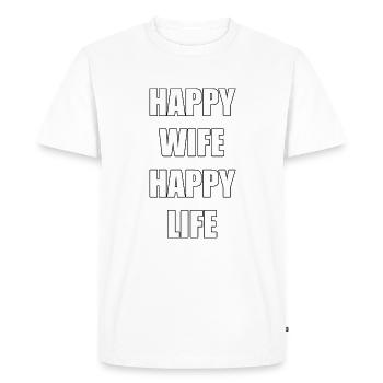 HAPPY WIFE HAPPY LIFE - T-shirt Premium bio Homme - blanc - Devant - Nico (187cm)
