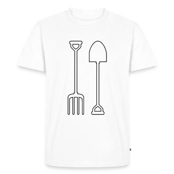 Pitchfork and shovel - Men's Premium Organic T-Shirt - white - Front - Nico (187cm)