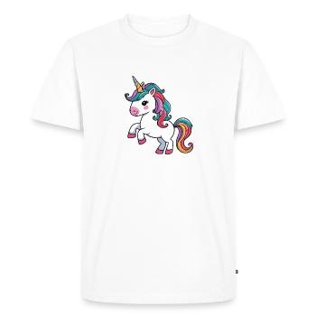 licorne Arc en ciel - T-shirt Premium bio Homme - blanc - Devant - Nico (187cm)